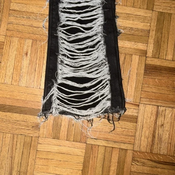 Fashion Nova Black Shredded Bootcut Jeans - Picture 3 of 7